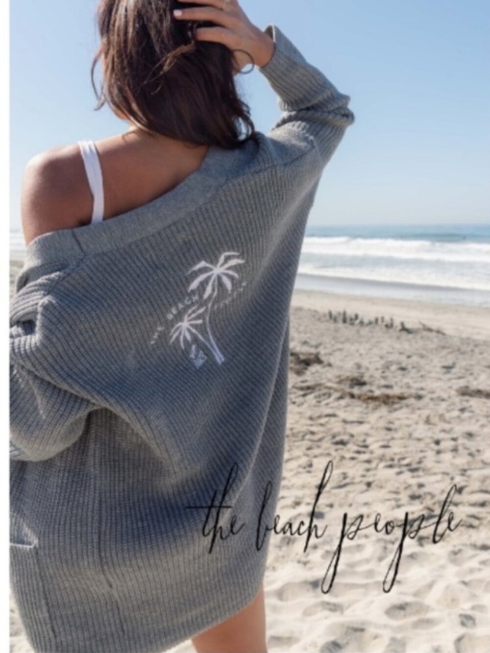 The Beach People Cardigan Sweater Palm Trees Small/XS Tropical Coastal Boho Cozy
